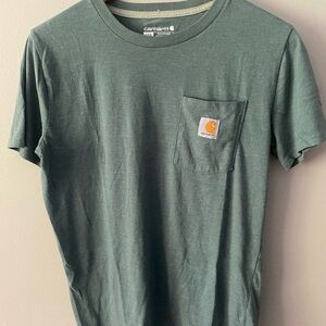 Carhartt boys Sage Green Short Sleeve Tee front pocket graphic sz 14-16